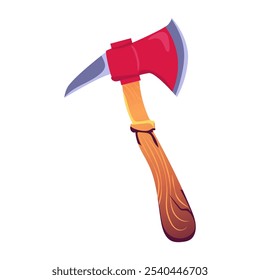 Mining pick axe in flat design. Digging industry instrument for pecking. Vector illustration isolated.