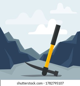 Mining pickaxe. Flat style vector