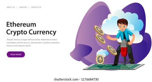 Mining process of Ethereum crypto currency poster