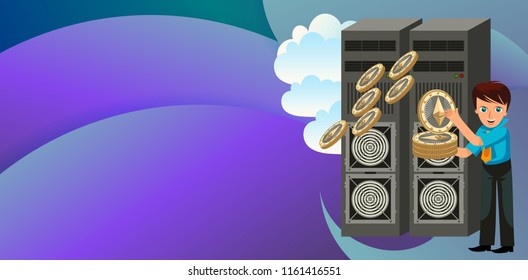 Mining process of Ethereum money poster