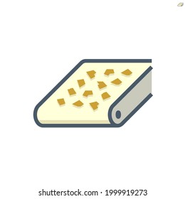 Mining processing industry vector icon. Industrial machine, equipment with conveyor belt. To transport, sorting and carry raw material from quarry i.e. ore, coal, rock to factory plant. 64x64 pixel.
