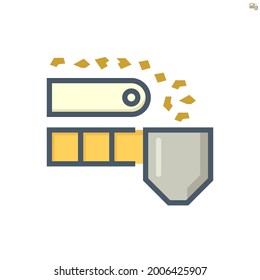 Mining processing industry vector icon. Industrial machine, equipment with conveyor belt. To transport, sorting and carry raw material from quarry i.e. ore, coal, rock to factory plant. 64x64 pixel.