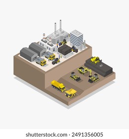 Mining quarry isometric illustrated background