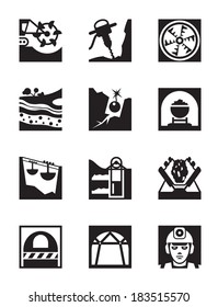 Mining And Quarrying Industry Icon Set - Vector Illustration