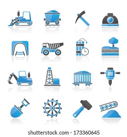 Mining And Quarrying Industry Icons - Vector Icon Set