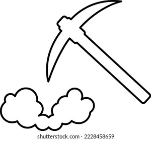 Mining resources with a pickaxe or pick axe flat vector icon for apps and games 