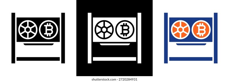 Mining Rig Symbolsatz Glyphe Vektorgrafik