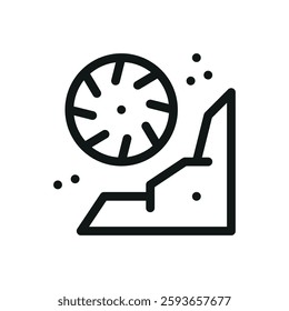 Mining saw blade line icon, mining machinery vector symbol with editable stroke