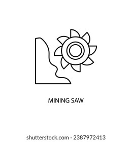 icono de línea de concepto de la sierra de minería. Ilustración de elemento simple. diseño de símbolos de contorno de sierra de minería de datos.