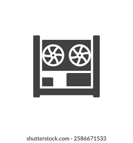 Mining setup with a GPU and fan vector icon. filled flat sign for mobile concept and web design. Crypto Mining Rig glyph icon. Cryptocurrency mining symbol, logo illustration. Vector graphics