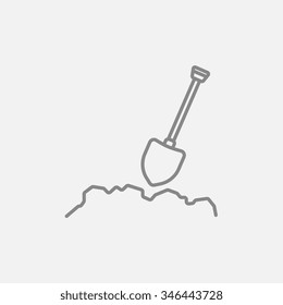 Mining shovel line icon for web, mobile and infographics. Vector dark grey icon isolated on light grey background.