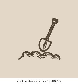 Icono de esbozo del vector de pala de minería aislado en segundo plano. Icono de pala de minería de mano dibujada. Icono de esbozo de pala de minería para infografía, sitio web o aplicación.