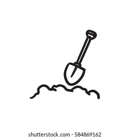 Mining shovel vector sketch icon isolated on background. Hand drawn Mining shovel icon. Mining shovel sketch icon for infographic, website or app.