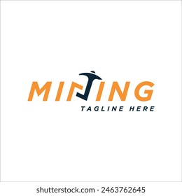 Mining text based wordmark letter type logo design vector concept