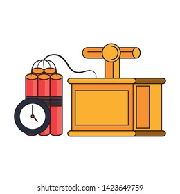 Mining tnt detonator with timer equipment vector illustration graphic design