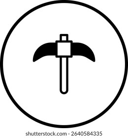 Mining tool icon depicting hard work and industry development in a circle