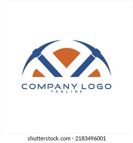 Mining tool logo vector. Logos can be used for mining equipment companies, marketing, accounting, technology.