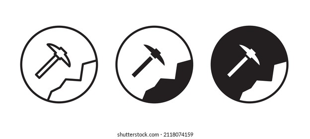 mining tool pickaxe, Mining, Hammer icon sign, symbol, logo, illustration, editable stroke, flat design style isolated on white