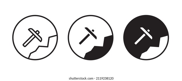 mining tool pickaxe, Mining, Hammer icon sign, symbol, logo, illustration, editable stroke, flat design style isolated on white