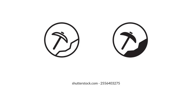 mining tool pickaxe, Mining, Hammer icon sign, symbol, logo, illustration, editable stroke, flat design style isolated on white