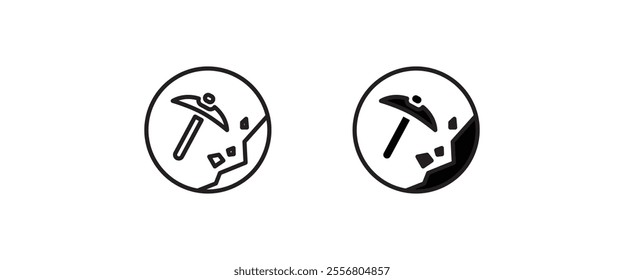 mining tool pickaxe, Mining, Hammer icon sign, symbol, logo, illustration, editable stroke, flat design style isolated on white