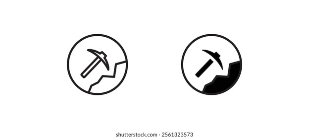 mining tool pickaxe, Mining, Hammer icon sign, symbol, logo, illustration, editable stroke, flat design style isolated on white