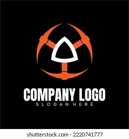 Mining tools logo design. Illustration design of three mining tools with abstract triangles.