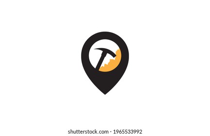 mining tools with pin map location logo vector symbol icon design graphic illustration