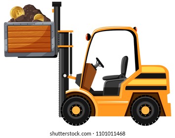 Mining Tractor and Bitcoin illustration