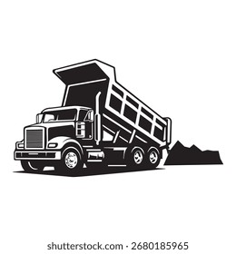 Mining truck design unloading cargo. Suitable for your visual elements.