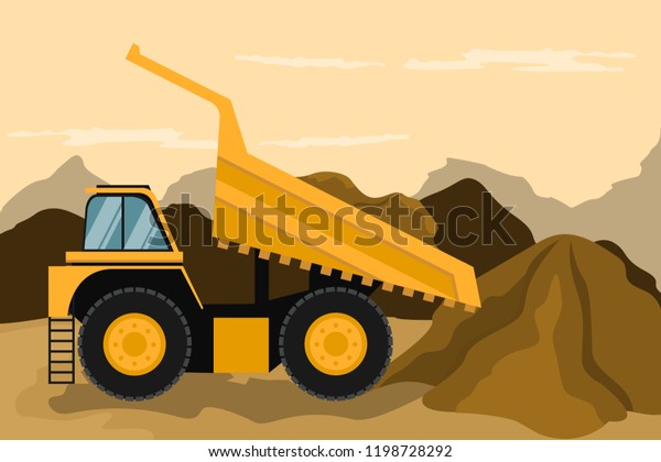 Mining truck doing construction and mining.\
Heavy machinery.
