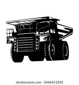 mining truck silhouette design. heavy machinery sign and symbol.