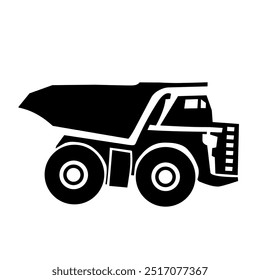 mining truck silhouette design. heavy machinery sign and symbol.