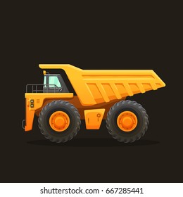 Mining truck vector cartoon isolated illustration.