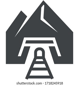 
icono negro del túnel minero en fondo blanco