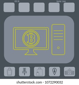 mining vector icon, cryptomoney on a gray cine-film background. Flat design style