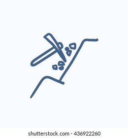 Mining vector sketch icon isolated on background. Hand drawn Mining icon. Mining sketch icon for infographic, website or app.
