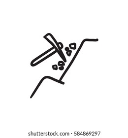 Mining vector sketch icon isolated on background. Hand drawn Mining icon. Mining sketch icon for infographic, website or app.
