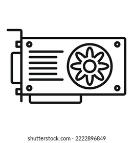 Mining video card icon outline vector. Computer gpu. Pc fan