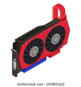 Mining video card. Miner of GPU. Technology extraction crypto currency. Virtual money. Vector illustration