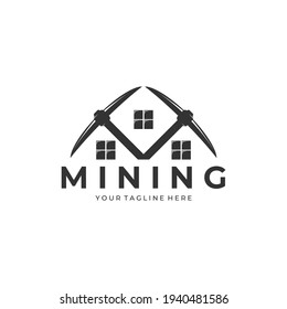 diseño de plantilla vectorial de ilustración de logotipo vintage de minería de datos. logotipo de la barra de tareas