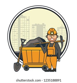 Mining and worker cartoon