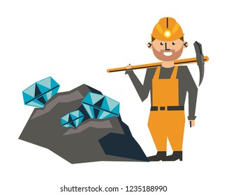 Mining and worker cartoon