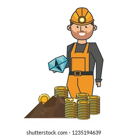 Mining and worker cartoon