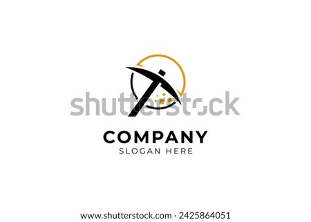 Mining worker miner labor pictogram Icon digging logo design template vector illustration