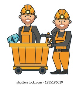Mining and workers cartoon