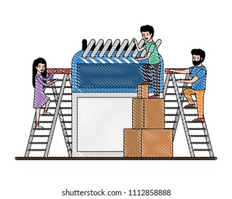 minipeople team working in calendar