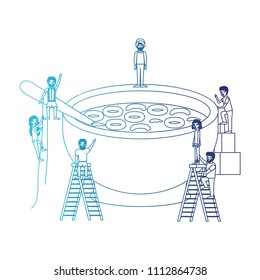 minipeople team working in cereal dish