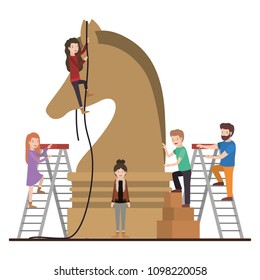 minipeople team working in chess piece