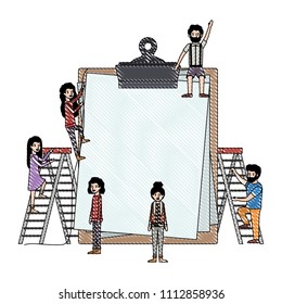 minipeople team working in clipboard